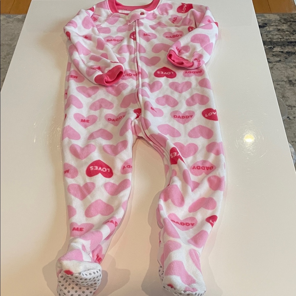 The Children's Place Pink Heart Footie-Daddy loves me